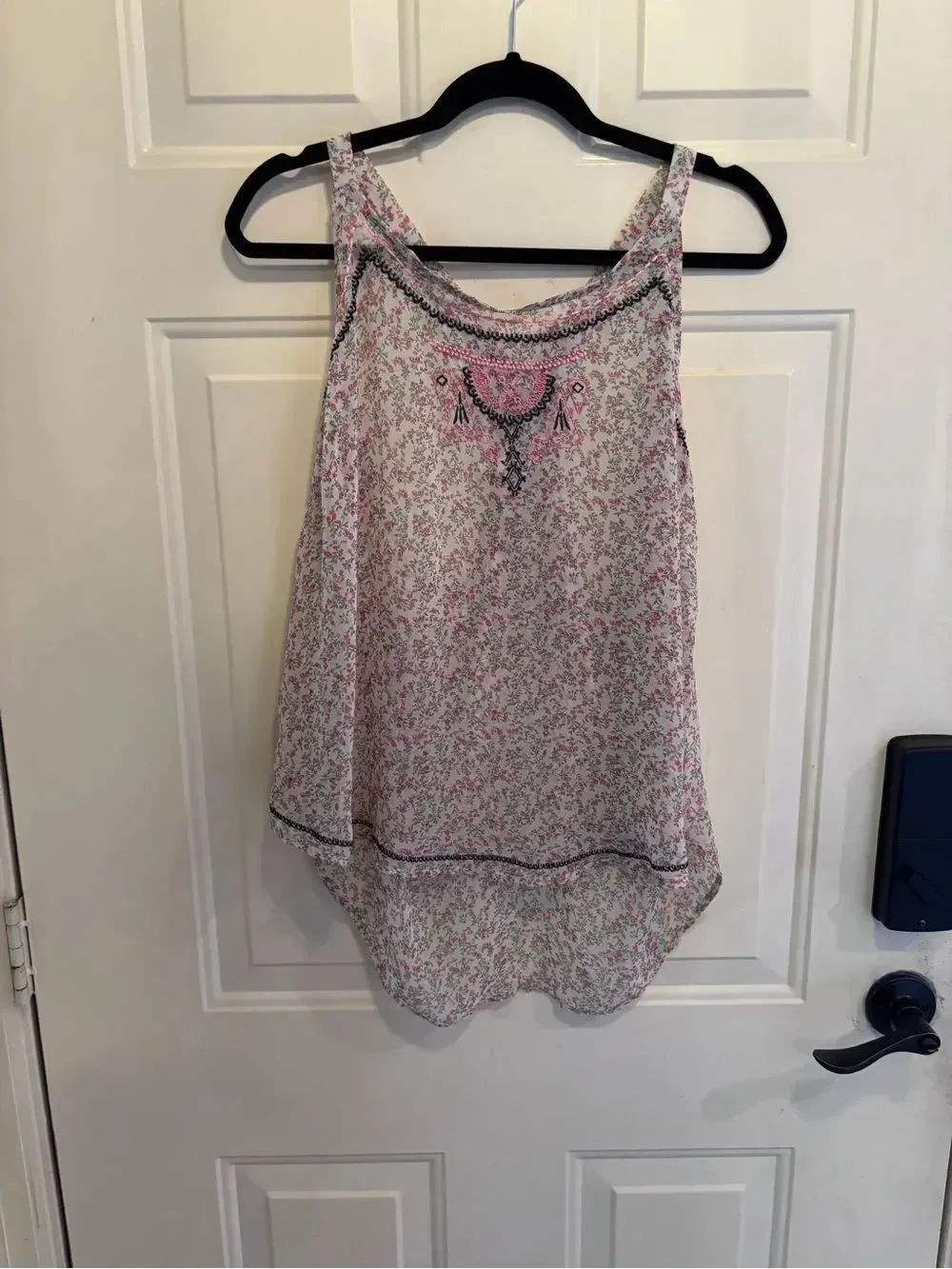 Maurices Boho Chic Sheer Pink Floral Embroidered Camisole